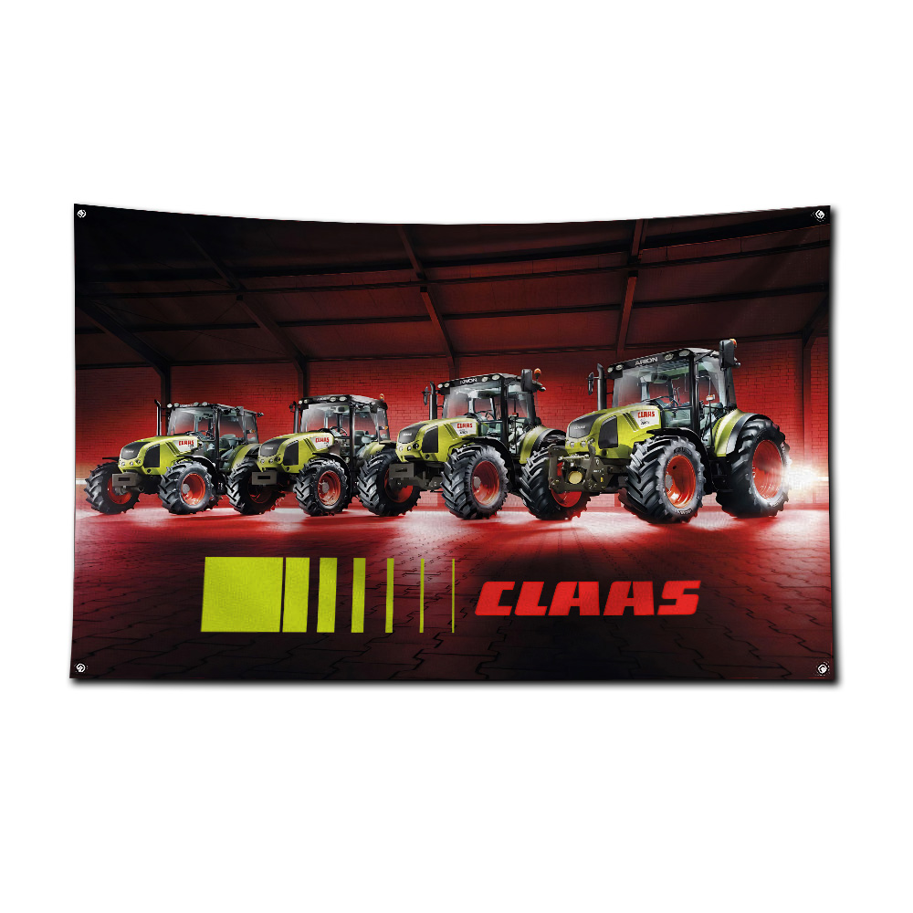 Agriculture Farming Logos - Flaga z motywem traktora i kombajnu,